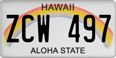 HI license plate ZCW497