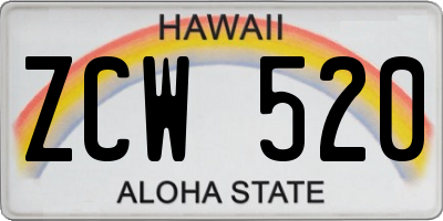 HI license plate ZCW520