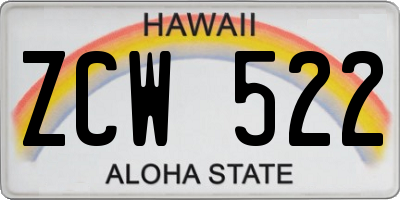 HI license plate ZCW522