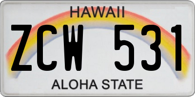 HI license plate ZCW531