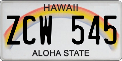 HI license plate ZCW545