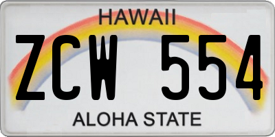 HI license plate ZCW554