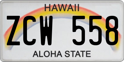 HI license plate ZCW558