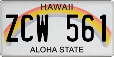 HI license plate ZCW561