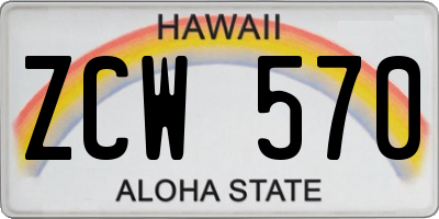 HI license plate ZCW570