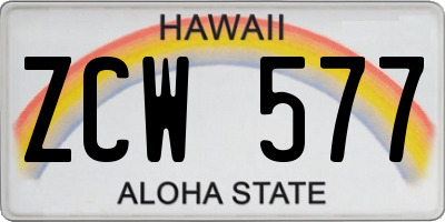 HI license plate ZCW577