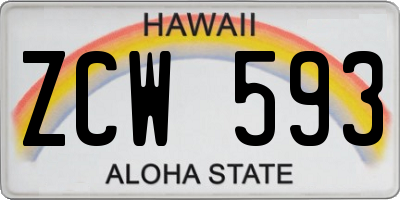 HI license plate ZCW593
