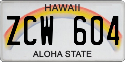 HI license plate ZCW604