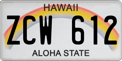 HI license plate ZCW612
