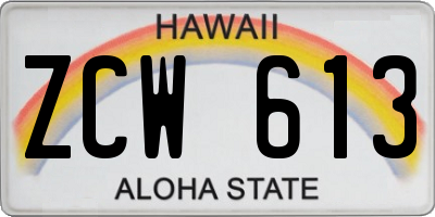 HI license plate ZCW613