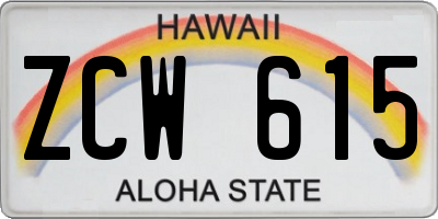 HI license plate ZCW615