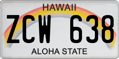 HI license plate ZCW638