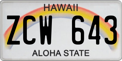 HI license plate ZCW643
