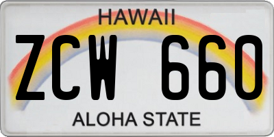 HI license plate ZCW660