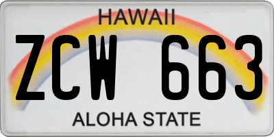HI license plate ZCW663
