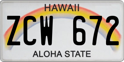 HI license plate ZCW672