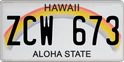 HI license plate ZCW673