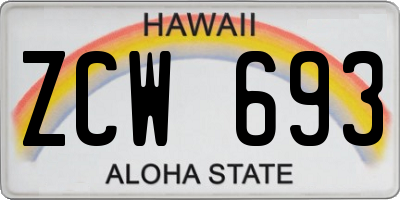 HI license plate ZCW693