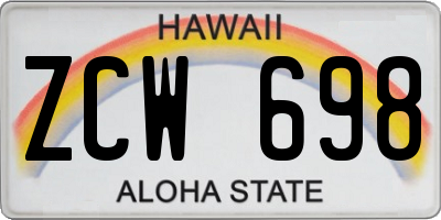 HI license plate ZCW698