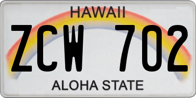 HI license plate ZCW702