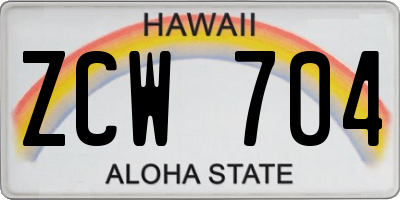 HI license plate ZCW704