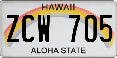 HI license plate ZCW705