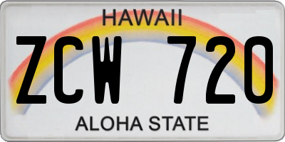 HI license plate ZCW720