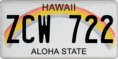 HI license plate ZCW722