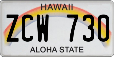 HI license plate ZCW730