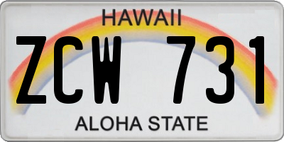 HI license plate ZCW731