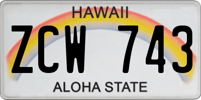 HI license plate ZCW743