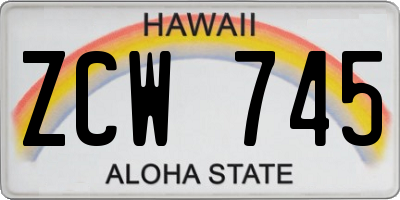 HI license plate ZCW745