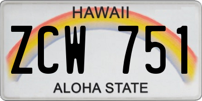 HI license plate ZCW751