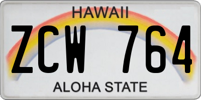 HI license plate ZCW764