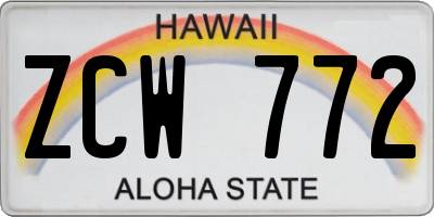HI license plate ZCW772