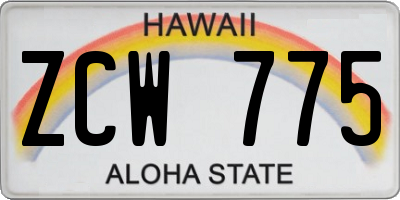 HI license plate ZCW775