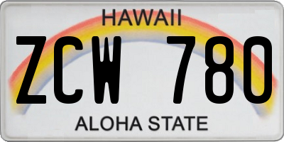 HI license plate ZCW780