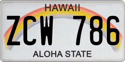 HI license plate ZCW786