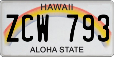 HI license plate ZCW793