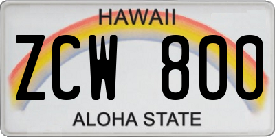 HI license plate ZCW800