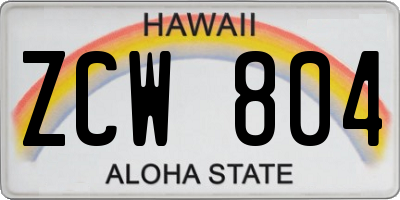 HI license plate ZCW804