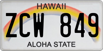 HI license plate ZCW849