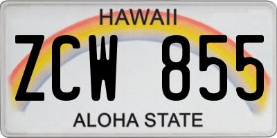 HI license plate ZCW855