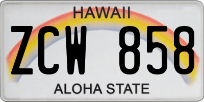 HI license plate ZCW858