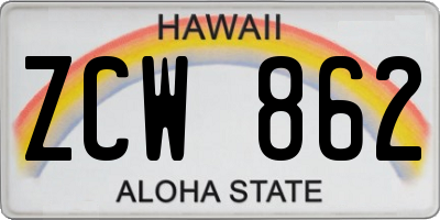HI license plate ZCW862