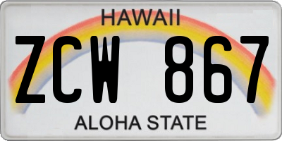 HI license plate ZCW867