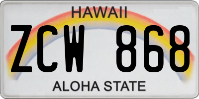 HI license plate ZCW868