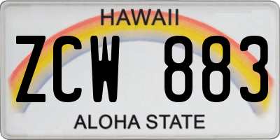 HI license plate ZCW883