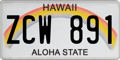 HI license plate ZCW891