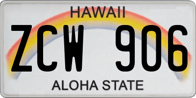 HI license plate ZCW906